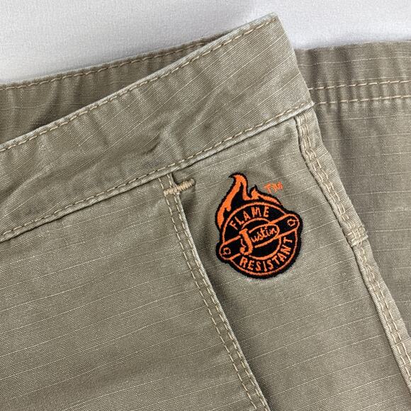 Justin Boots Cat 2 Flame Resistant FR Work Pants Size 36x36 Tan Canvas - Picture 3 of 8